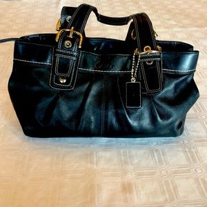 Coach Soho Pleated Purse Bag #F13732 Black Silver